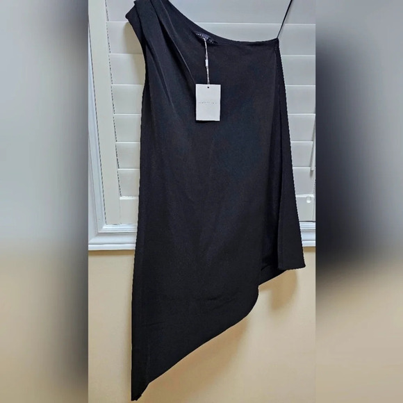 Endless Rose Los Angeles Black One Padded Shoulder Asymmetrical Dress size XS S - Picture 2 of 8